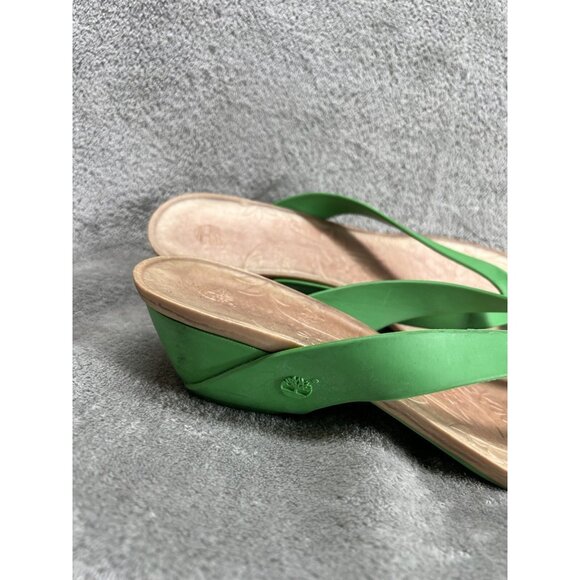 Timberland Women’s Green 9M Jelly Thong Flip Flop Sandals Summer Beach Vacation - Picture 3 of 6